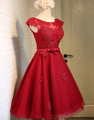 Bridesmaid Dress Color, Dark Red New Homecoming Dress , Charming Short Formal Dress