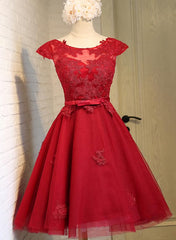 Bridesmaid Dress Long, Dark Red New Homecoming Dress , Charming Short Formal Dress