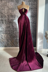 Formal Dresses Shops, Designer Burgundy Velvet Long Sleeves Prom Dress With Train,Gala Dresses Elegant
