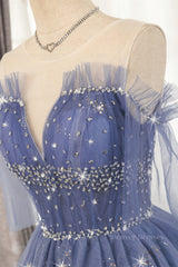 Prom Dresses Elegent, Diamond Blue Tulle Short Homecoming Dress