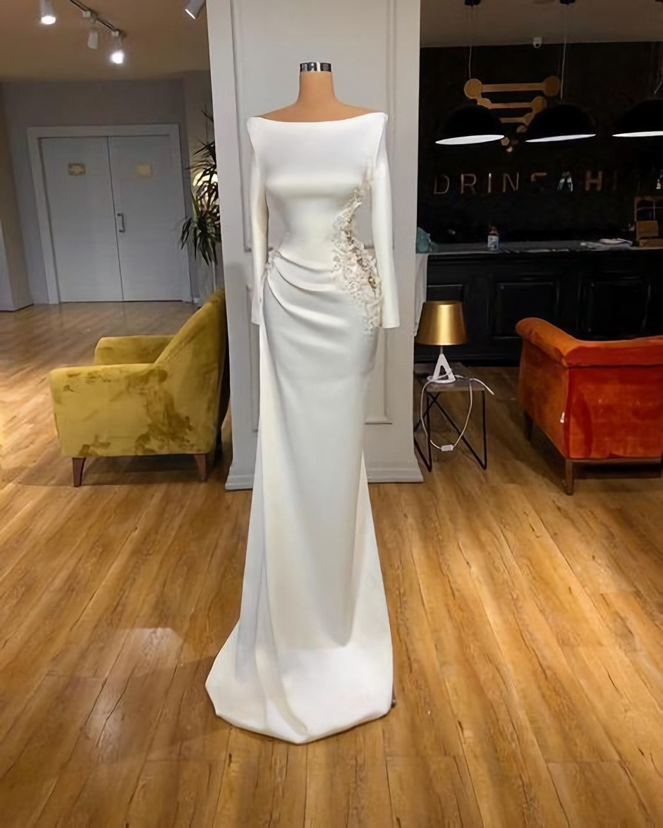 Prom Dresse 2032, Stunning White Long Sleeve Prom Dress