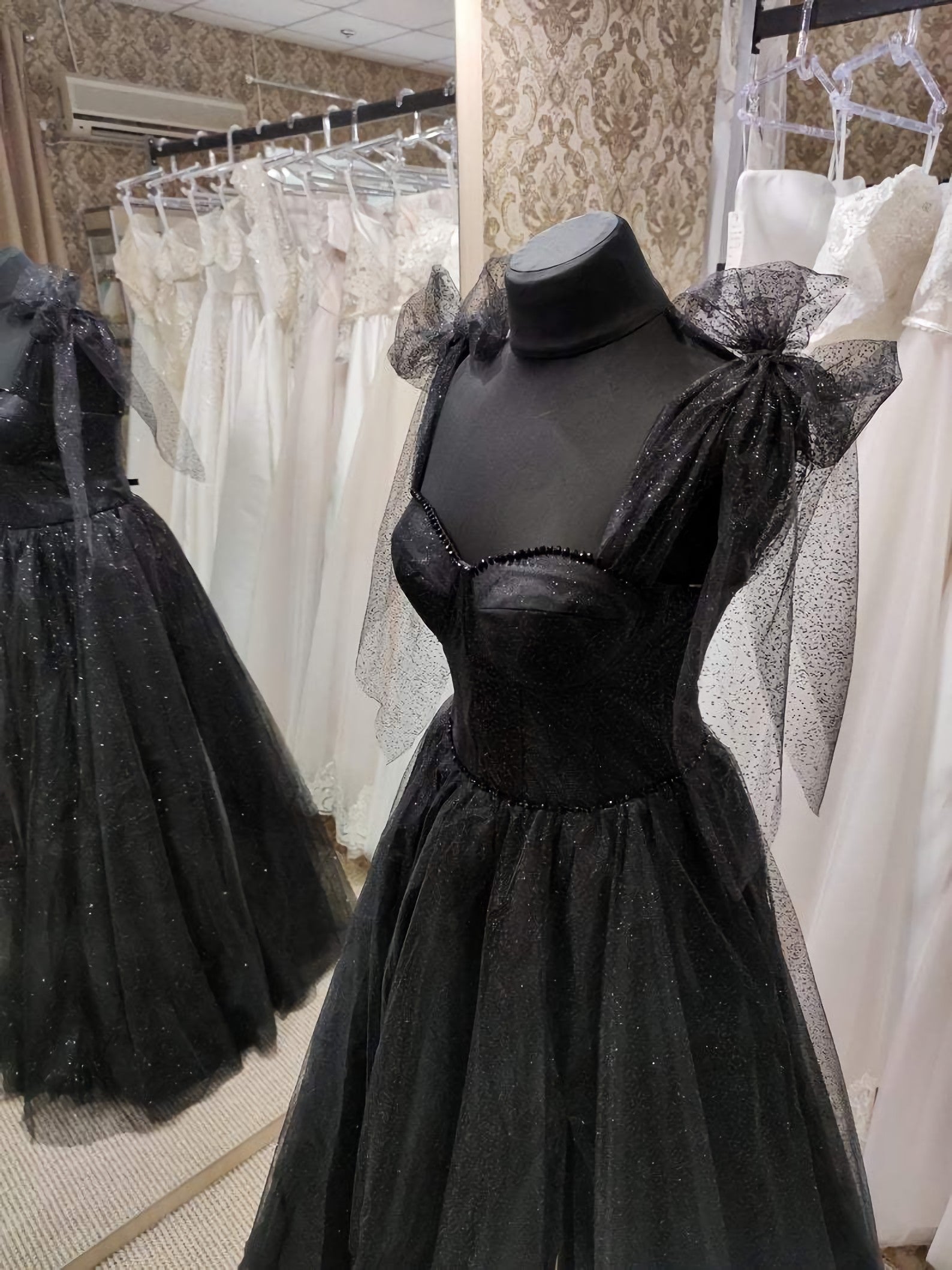 Wedding Dresse Lace, Black Tulle Dress, Sleeveless Evening Dress, Black Evening Gown Black Party Dress, Wedding Guest Dress, Corset Dress