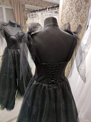Weddings Dresses Lace, Black Tulle Dress, Sleeveless Evening Dress, Black Evening Gown Black Party Dress, Wedding Guest Dress, Corset Dress