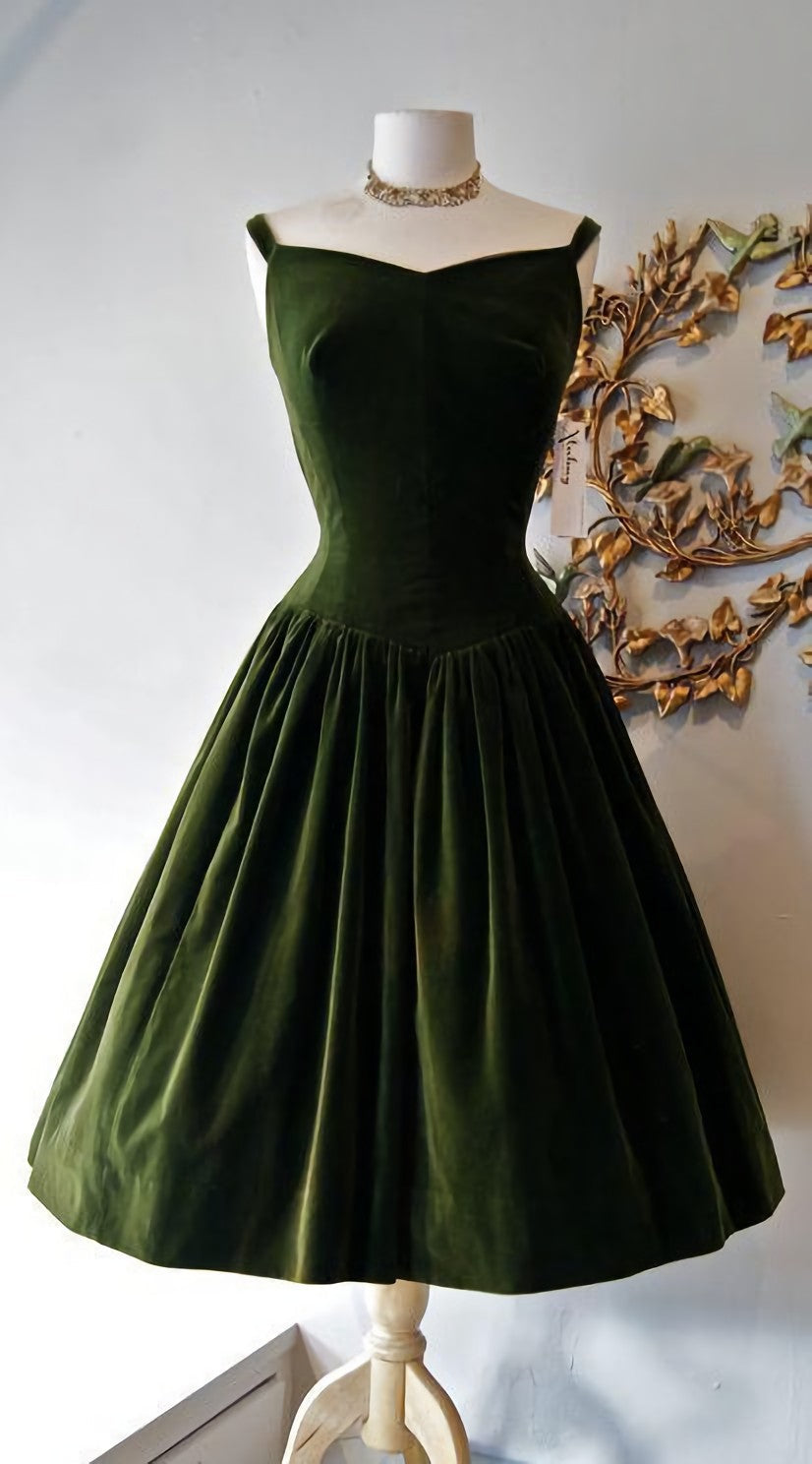 Prom Dress Ideas, 1950S Vintage Prom Dress, Dark Green Homecoming Dress