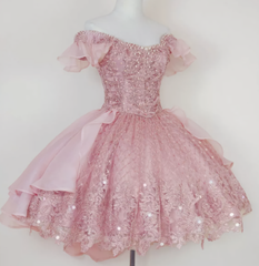 Sundress, A Line Short Pink Blue Homecoming Dress