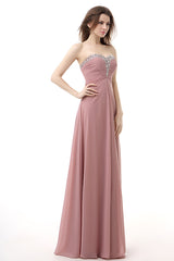 Prom Dress Bodycon, Dusty Pink A-Line Sweetheart Pleated Prom Dresses