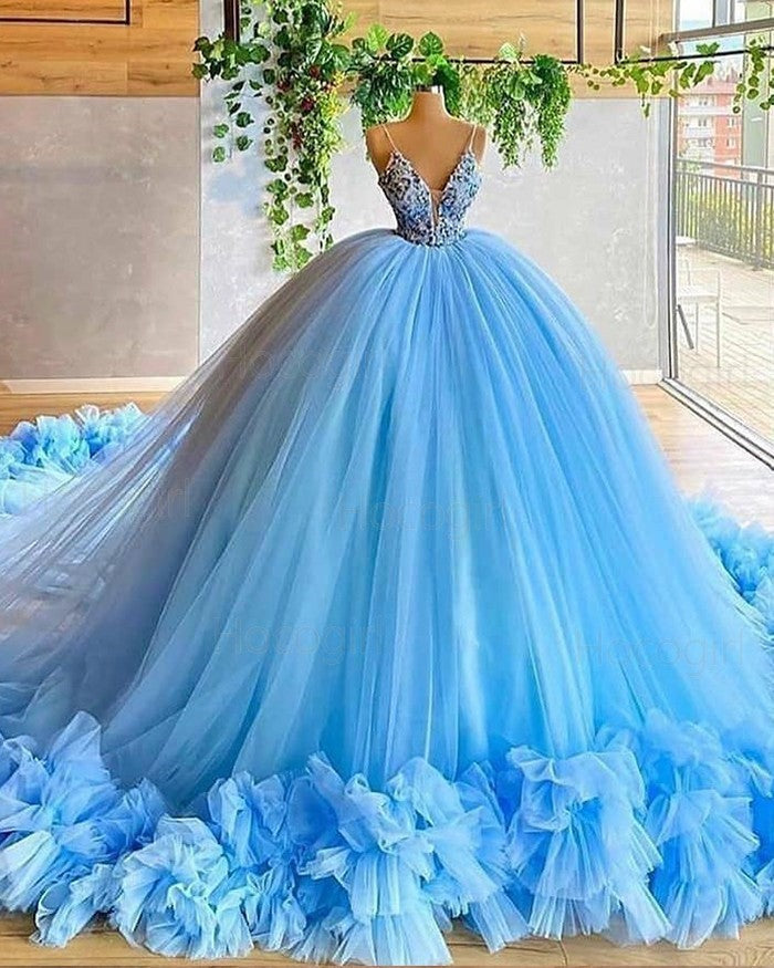 Bridesmaids Dresses Colorful, spaghetti straps beading bodice tulle ball gown evening dress with handmade flowers