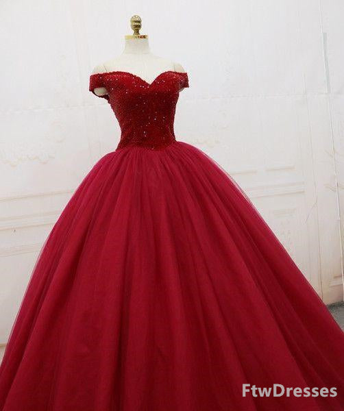 Bridesmaid Dresses 2033, sparkling quinceanera dresses ball gown dark red evening dress lace up back pleats tulle sweep train quinceanera dresses