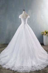 Wedding Dress Pinterest, Elegant Appliques Lace Tulle A-line Wedding Dress