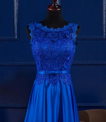 Prom Dress Size 14, Elegant Blue Satin A-line Long Prom Dress , Bridesmaid Dress for Sale