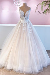 Wedding Dresses Laced Sleeves, Elegant Long A-Line Appliques Lace Tulle Sweetheart Backless Wedding Dress