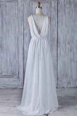Wedding Dress Mermaid, Elegant Long A-line Ruffle Lace Chiffon Wedding Dress