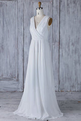 Wedding Dresses Mermaid, Elegant Long A-line Ruffle Lace Chiffon Wedding Dress