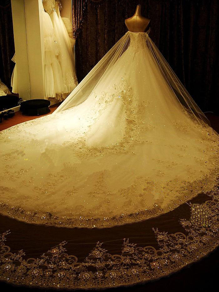 Wedding Dress Under 504, Elegant Long A Line Sweetheart Appliques Crystal Beading Wedding Dress