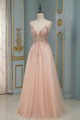 Prom Dress Trends For The Season, Elegant Long A-line V-neck Sequins Tulle Backless Prom Dress