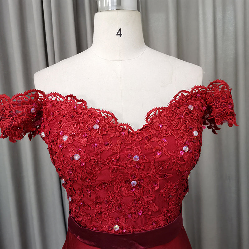Prom Dress Patterns, Elegant Long Mermaid Spandex Off Shoulder Party Dress, Wine Red Bridesmaid Dress