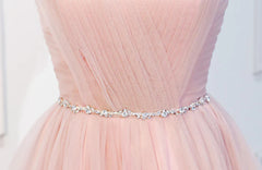 Evening Dresses Velvet, Elegant Short Pink Tulle Prom Dresses, Short Pink Tulle Formal Homecoming Dresses