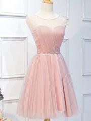 Evening Dress Maxi Long Sleeve, Elegant Short Pink Tulle Prom Dresses, Short Pink Tulle Formal Homecoming Dresses