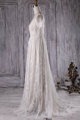 Wedding Dress For, Elegant Short Sleeve A-line Lace Wedding Dress