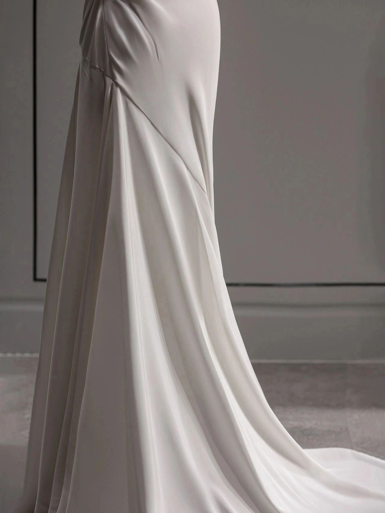 Wedding Dressing Gowns, Elegant Spaghetti Straps Sheath Simple Silk Satin Wedding Dress Floor Length