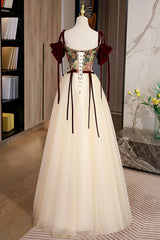 Bridesmaid Dress 2023, Elegant Tulle Embroidery Long Evening Dress, Cute Off the Shoulder Party Dress