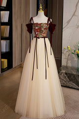 Bridesmaid Dresses Fall, Elegant Tulle Embroidery Long Evening Dress, Cute Off the Shoulder Party Dress