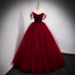 Pink Formal Dress, Fairytale Tulle Burgundy Sweet 16th Dress Ball Gown for Prom,Princess Formal Dresses