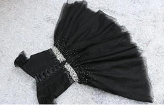 Prom Dresses Around Me, Fashionable Black Short Beaded Party Dress, Black Prom Dress