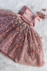Silk Wedding Dress, Floral Appliqued Sweet 16 Dress A-line Tulle Homecoming Dresses