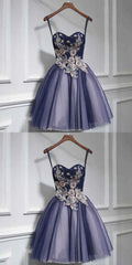Prom Dress Long Elegent, Cute tulle lace sweetheart neck short Prom Dresses