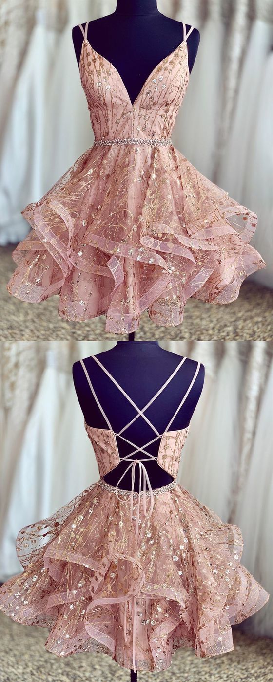 Party Dress Pinterest, Stunning Pink Short Homecoming Dresses, Shiny Sequined Homecoming Dresses, Ball Gown Formal Dresses, For Teens