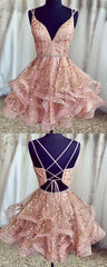 Party Dress Pinterest, Stunning Pink Short Homecoming Dresses, Shiny Sequined Homecoming Dresses, Ball Gown Formal Dresses, For Teens