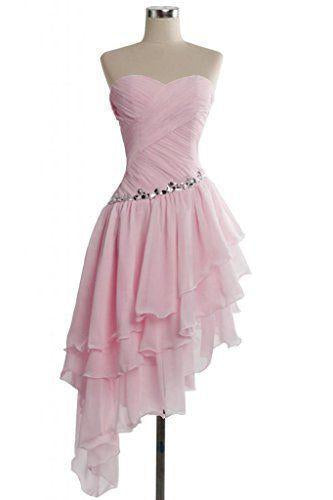 Evening Dress Elegant, mismatched prom dress pink prom dress chiffon prom dress cheap prom dress party dresses