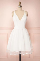 Prom Dress 2035, White Short Homecoming Dresses