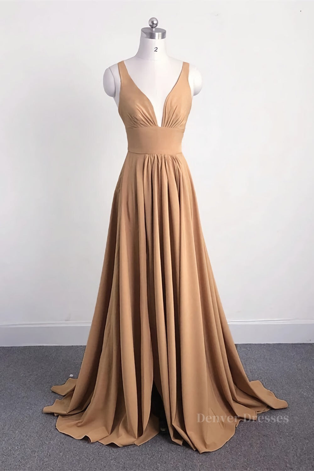 Party Dresses Night, Gold Long Bridesmaid Dress with Slit