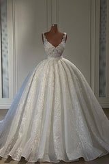Wedding Dresses Laced Sleeves, Gorgeous Long Ball Gown Sweetheart Sleeveless Lace Wedding Dress with Ruffles