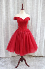 Bridesmaid Dress Orange, Gorgeous Sparkle Beaded Off Shoulder Red Formal Dress, Red Homecoming Dresses