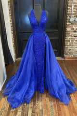 Bridesmaid Dress Colorful, Gorgeous V Neck Mermaid Blue Sequins Long Prom Dress, Mermaid Blue Formal Dress, Blue Evening Dress