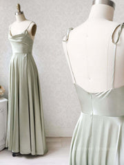 Bridesmaid Dresses Earth Tones, Gray green long prom dress, Gray green bridesmaid dress