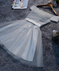 Prom Dresses 2023, Simple Gray Tulle Mini Prom Dress, Homecoming Dress