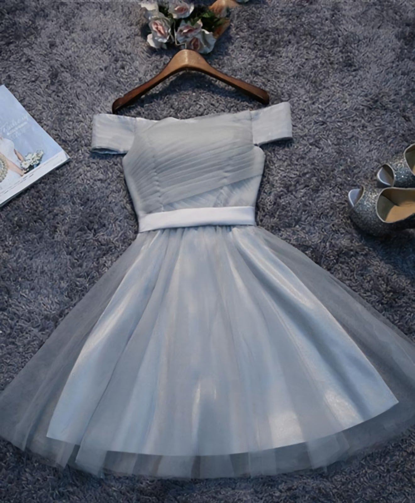Prom Dresses 2019, Simple Gray Tulle Mini Prom Dress, Homecoming Dress