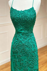 Bridesmaid Dress Green, Green Lace Mermaid Backless Spaghetti Straps Prom Dresses, Evening Gown,maxi dresses