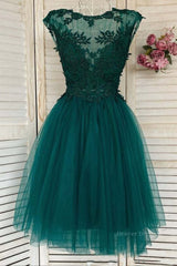 Bridesmaid Dresses Mismatched Neutral, Green Lace Tulle Short Prom Homecoming Dresses, Green Lace Formal Graduation Evening Dresses
