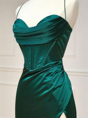 Bridesmaid Dress Orange, Green Sweetheart Neck Satin Long Prom Dress, Green Evening Dresses