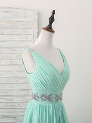 Party Dresses Online, Green V Neck Chiffon Short Prom Dress, Green Homecoming Dress