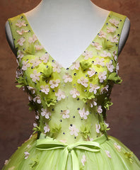Prom Dresses2027, Green V Neck Tulle Short Prom Dress, Green Homecoming Dress