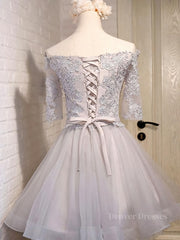 Bridal Dress, Half Sleeves Short Lace Prom Dresses, Short Lace Homecoming Bridesmaid Dresses