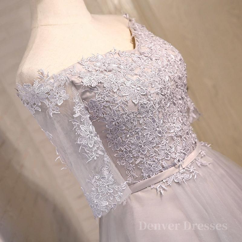 Prom Gown, Half Sleeves Short Lace Prom Dresses, Short Lace Homecoming Bridesmaid Dresses