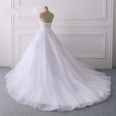 Wedding Dress Fashion, Lace Applique Ball Gown Vestido Wedding Dresses Spaghetti Straps