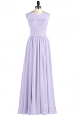 Prom Dresses 2057 Cheap, Lavender Illusion Scoop Chiffon Long Bridesmaid Dress
